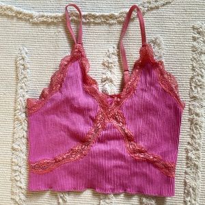 Pink Lacey crop top!